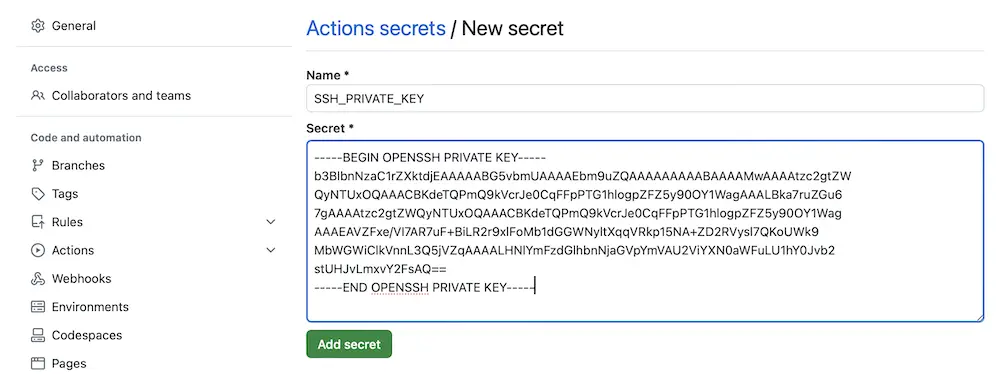 Repository Add Secret