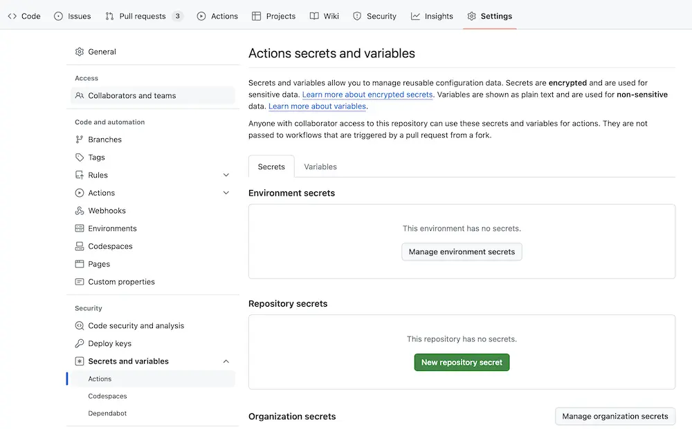 Repository settings